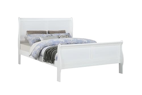 Queen-Size-Bed-White-Solid-Wood-1pc-Bed-Bedroom-Sleigh-Bed-Bedroom-Furniture Queen Size Bed White Solid Wood 1pc Bed Bedroom Sleigh Bed Bedroom Furniture