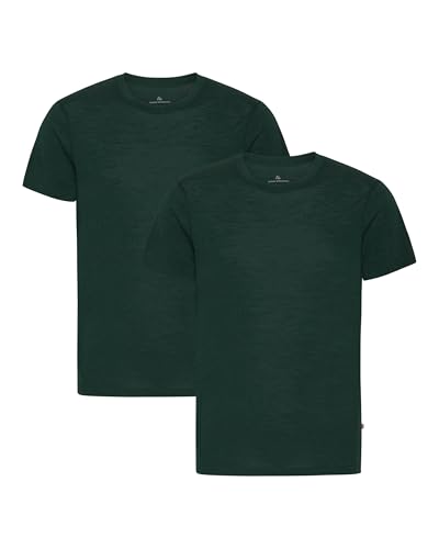 DANISH ENDURANCE 100% Merino Wool T-Shirt for Men, Relaxed Loose Fit, Odour-Resistant, 1 or 2 Pack, Dark Green 2-Pack, M
