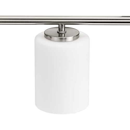 Image of Progress Lighting Replay Collection 48 in. 6-Light Brushed Nickel Etched White Glass Modern Bath Vanity Light