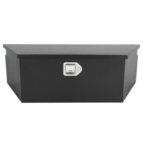 39"X12"X16.5" Tongue Truck Box Black Heavy Duty Steel Trailer Tongue Box Pick Up Truck Tool Box Storage Organizer w/Lock & Keys
