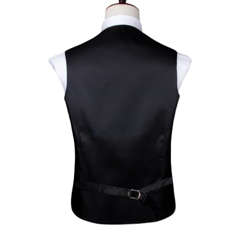 Men's Formal Silk Vest Set with Tie and Pocket Square Groomsmen Outfit for Suit Occasion4