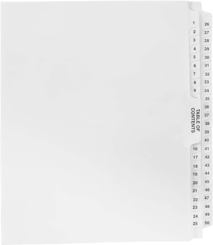 Numbered Dividers 1-50