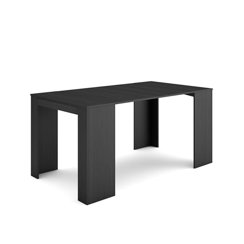 Skraut Home | Table Console Extensible | Console Meuble | 160 | pour 8 Personnes | Table à Manger | Style Moderne | Noir