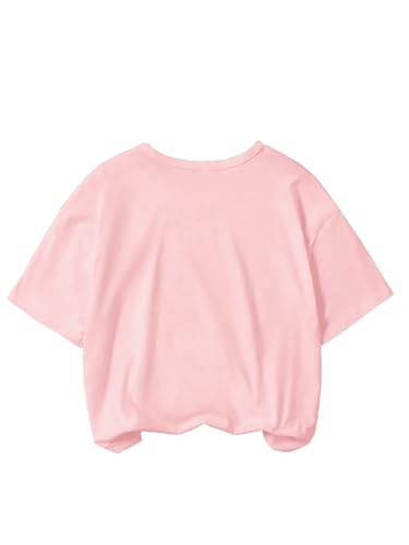 Image of Girl's Bow Graphic Tees Crew Neck Short Sleeve Summer T Shirts Preppy Cute Clothes for Girls