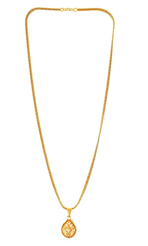 Image of Handicraft Kottage 1gm 22Ct Gold Plated chain with Pendant | latest & Stylish Celebrity Inspired Chain /Necklace /Jewellery Set /Fashion jewellery for Men, Women Boys Girls