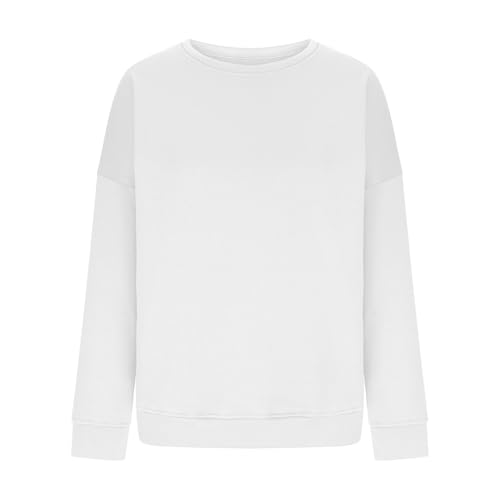 2025 Womens Sweatshirts Crewneck Fleece Oversized Pullover Sweaters Fall Winter Cute Tops Teen Girls (White-1, XL)2