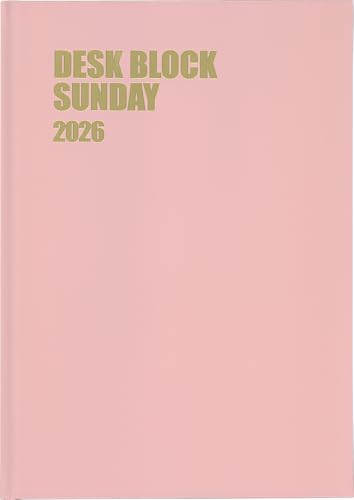 博文館 手帳 2026年 A4 マンスリー デスクブロック サンデー 18ヵ月 ピンク No.220 (2025年 10月始まり)