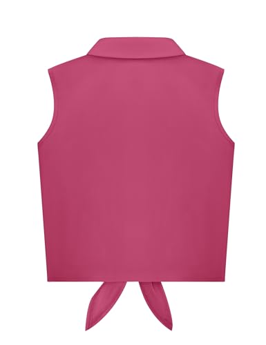 Image of Girls Fringe Shirt Sleeveless Button Down Western Cowgirl Tassel Trim Casual Blouse Shirt Top 4-13Y