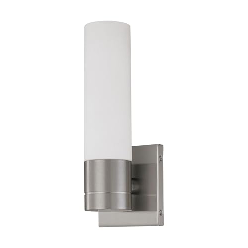 Image of Nuvo 60 /2934 Link Lighting Fixture, 1Lt Tube Wall Sconce , White Glass Brushed Nickel Finish