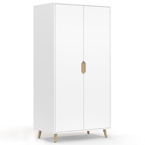 IDMarket - Armoire 2 Portes Helsinki scandinave Blanc penderie 80 cm avec étagères Rangement Maxi capacité