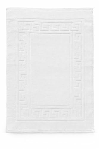 Euroricami Viterbo - Tappeto da Bagno in Puro Cotone Bianco, Arredo Elegante per Scendi Doccia, Dimensioni 50x70 cm, Ideale per Alberghi e B&B con Design Raffinato e Assorbenza Eccellente
