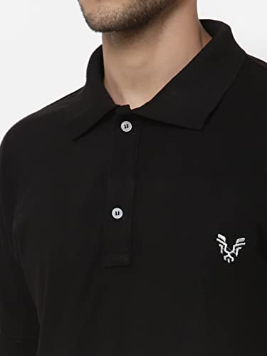 Image of UZARUS Mens Solid Cotton Regular Fit Polo T-Shirt