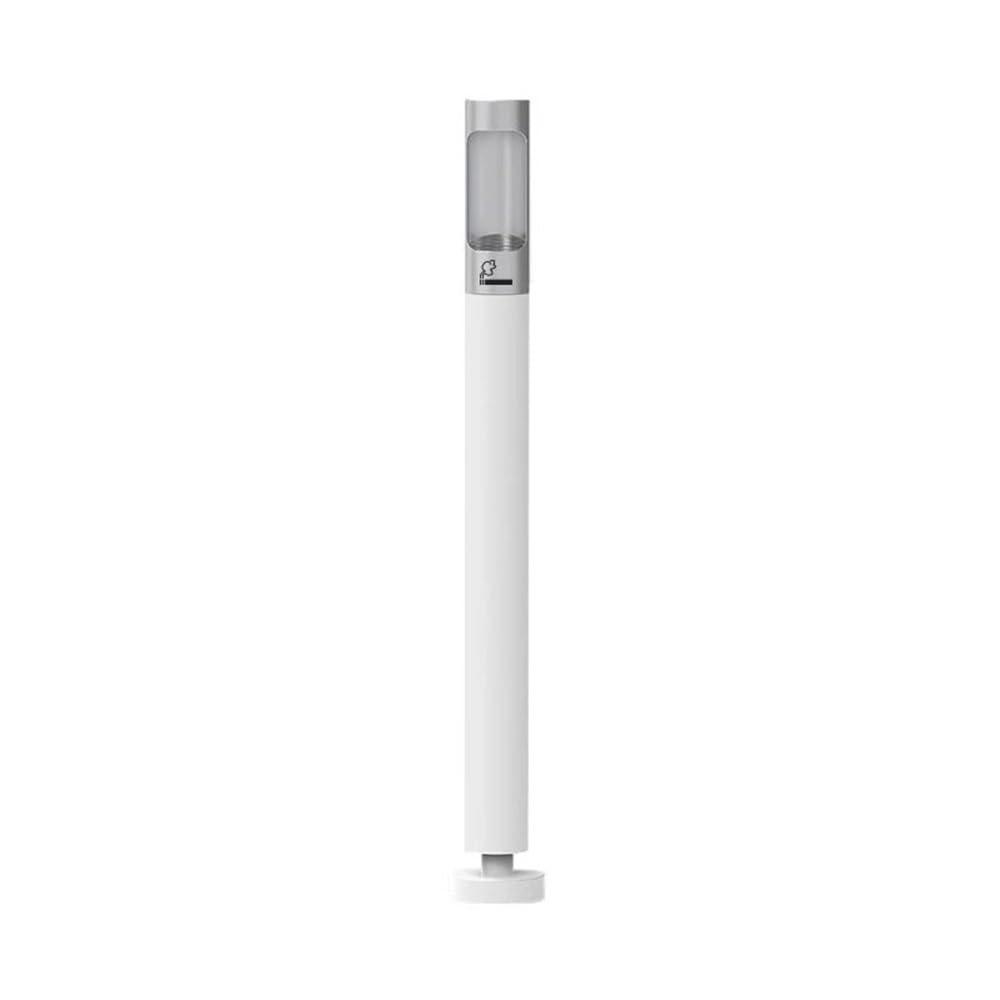 Stand ashtray Stainless Steel Fixable Outdoor Vertical Ash Pillar, Smoking Area Cigarette Butt Collection Cylinder Pillar(White)