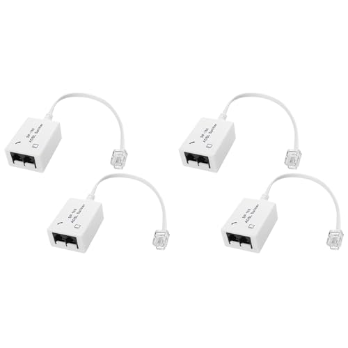 Gvvsjgdbis 4 divisores de filtro DSL ADSL para línea telefónica macho a 2 hembras RJ11 6P4C/6P2C adaptador convertidor de módem telefónico