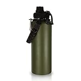 Volhoply 40 oz Insulated Water Bottles Paracord Handle, Stainless Steel Sports Bottle with Spout Lid, Reusable Double Walled Vacuum Metal Travel Cups with Wide Mouth for Adults (Army Green, 1 Set)