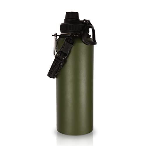 La Mejor Lista de Verde Militar los preferidos por los clientes. 45 Volhoply Botellas de agua aisladas de 40 onzas,con asa de paracaídas,botella de acero inoxidable con tapa de boquilla,termo de agua de viaje de doble pared con boca ancha(verde...