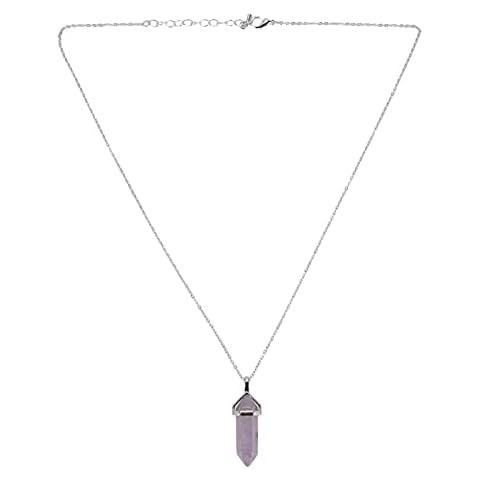 Bopfimer Crystal Hexagonal Healing Point Amethyst Pendant Cut Pendant Necklace Cover