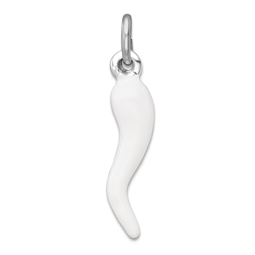Collier corne italienne argent 925 femme pendentif amulette blanche