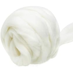 3.53oz Wool Roving: Needle Felting Wool White Roving Wool Felting Supplies Pure Wools Chunky Yarn Spinning Wool Roving for Needle Felting Wet DIY Hand Spinning