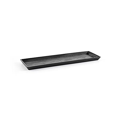 Ecopots Rectangular in/Outdoor Recycled Plastic Planter Flower Pot Saucer, Dark