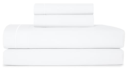 Casual Living Queen Sheets Set 4 Piece Cooling Sheets with 2 Pillowcases Soft Microfiber Hypoallergenic Washable Bed Set Deep Pocket Lightweight Bedding Elasticized for Bedroom, Queen, White