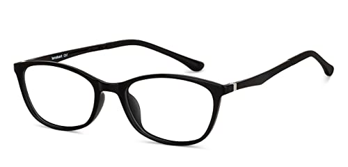 Image of LENSKART AIR Flex (Durable, Flexible and Light-Weight) Zero Power Bluecut and Antiglare Computer Eyeglasses | Matte Black Cat Eye Full Rim | For Men and Women | Small | LA E11484