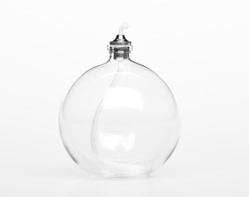 Firefly Fuels Refillable Glass Candle - Liquid Bliss Petite Orb Reusable Oil Candle for Restaurant Ambience, Indoor Lighting and Outdoor Events. Use with Liquid Paraffin or Lamp Oil