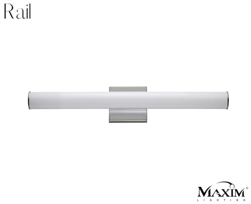 Image of Maxim Lighting Rail 24 inch Bath Vanity Light | Polished Chrome Aluminum Finish | Transitional Indoor Light Fixture | Ideal for Bathrooms & Powder Rooms | Dimmable Damp Rated | 52102PC