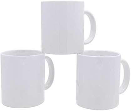 Rockin White Sublimation Mugs Bulk - 11 oz Plain Ceramic Coffee Mug Set of 6, Blank Printing Cups for Customization, Great for Personalized Designs, DIY Gifts