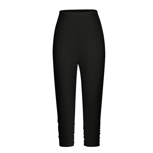 Moonker 3/4 Leggings for Girls Elastic High Waisted Slim Yoga Pants Stretchy Solid Color Lightweight Tights4