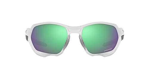 Oakley Men's OO9019 Plazma Rectangular Sunglasses, Matte Clear/Prizm Road Jade, 59 mm