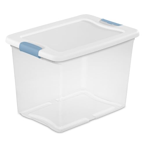 Image of Sterilite 18-Pack Latching Box, Under Bed Storage Bins with Lids, Clear Plastic, 25 Quart - Heavy-Duty Organizing Containers for Closet, Bathroom, and Office | Heavy-Duty and Stackable Plastic Containers with Latches for Closet, Cabinet, Bedroom, Bathroom and Dorm Room Organization