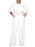 acelyn Elegant Jumpsuit for Women Dressy Sexy Plus Size Wide Leg Pant Suit One Piece Party Outfits White 2XL