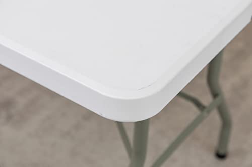 Image of BTExpert Set of 2, Fold-in-Half Folding Utility Table 6 Feet 72 inchx 29.5 inch Lightweight Portable Carrying Handle Indoor Outdoor Picnic Camping Office Home Party Wedding Event Easy Clean Store Care White