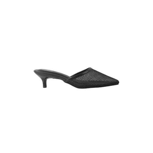 Image of Mochi Women's Mesh Leather Kitten Heel Fashion Slip-on Mules