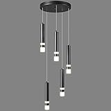 LIANGMH 5-Light Modern Pendant Light Kitchen Island Light Fixture Dimmable LED Black Mini Pendant Li