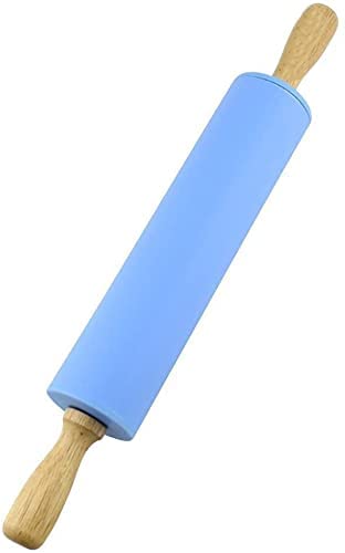 Kienlix Wooden Handle Silicone Rolling Pin Non Stick Surface Cooking Bakeware Tool(Random Color)-image-21
