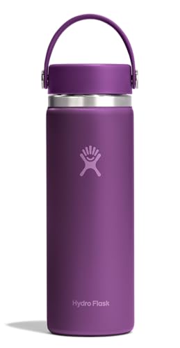Image of Hydro Flask Water Bottle - Insulated Stainless Steel - Wide Mouth Flex Lid, Non Spill, Leakproof and Refillable in 20 Oz Beachplum Purple