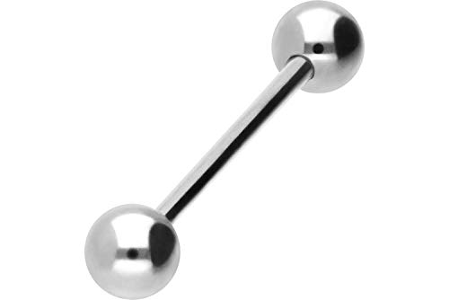 PIERCINGLINE Acier chirurgical Barbell | 2 BOULES | Piercing Stab pour la poitrine, les parties intimes, les oreilles et la langue | Choix de tailles et de...