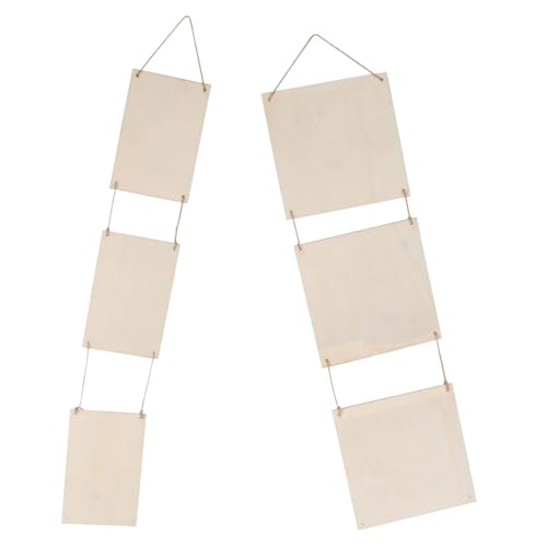 ARTIBETTER DIY Painting Hanging Board 2pcs Wooden Pendant Blank Sign Safe for Boys and Girls Home and Decor