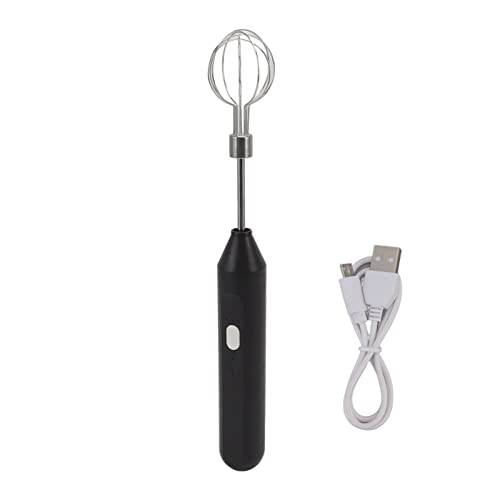 Electric Handheld Egg Beater, Round Electric Milk Frother Coffee Blender Milkshake Blender Foamer Battery Powered Whisk Balloon Mixer for Home Kitchen Restaurants (Black)