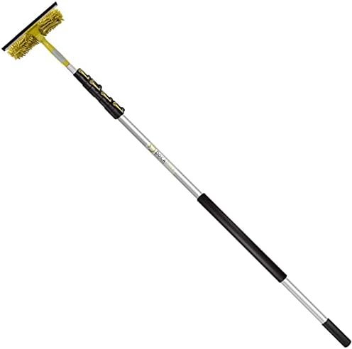 DocaPole 7-30 Foot Extension Pole With Single Rotation Squeegee & Window Washer Combo // Telescopic for Cleaning // Includes 3 Sizes of Squeegee Blades