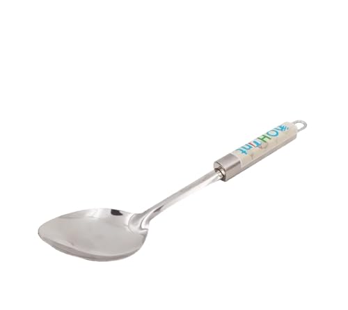 Image of Kitchen Tools Stainless Steel (Food Grade) Heavy Gauge Classic Solid Pan Spoon (Serving Spoon) Chamcha for Serving Rice /Pasta /Subzi (Size 26.7 cm) 1-Piece
