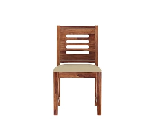 Image of AADITYA WOODS Solid Sheesham Wood 4 Seater Dining Table with Chair Set for Living Room | Wooden Dining Room Set (This is Right Size for Table- 86x86x76 cm) - Honey & Cream