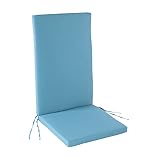 Cojín para sillones de jardín reclinables Color Turquesa, Medidas 114x48x5 cm, Repelente al Agua, Desenfundable, Funda de cojín con Relleno para sillas de terraza, Cojines Silla de Comedor jardín