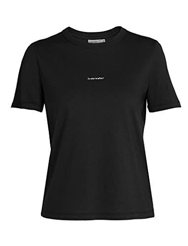 Icebreaker Merino Women's Central Short Sleeve Wool Logo T-Shirt - Basic Casual Shirt, Black, X-Large #TOP5
