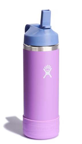 Hydro Flask Kids Water Bottle for School - Stainless Steel and Insulated with Straw Cap - 18 Oz in Anemone Purple