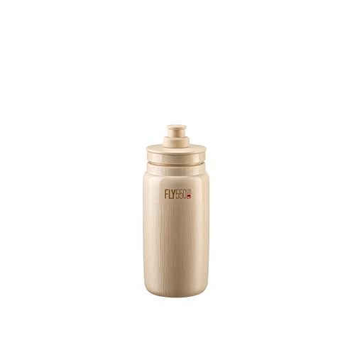 Elite Fly Tex Cycling Water Bottle 550ml – Beige – Ultra-Lightweight, BPA-Free, Easy-Squeeze Sports Bottle for Road, MTB & Gravel