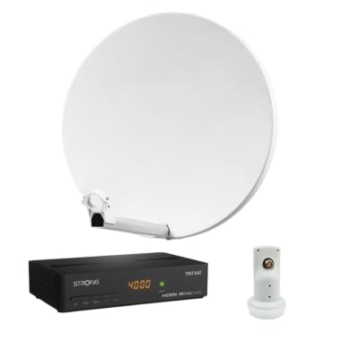 Set HDSAT - Parabola satellitare in fibra composita, 60 cm + LNB singolo + decoder satellitare Astra HD + mappa