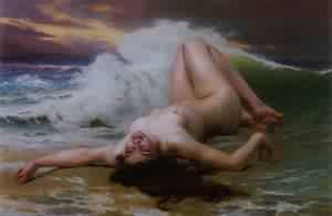 Peinture à l'huile The Wave Guillaume Seignac 12x16 pouces pour décoration salon